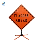 Roll Up Sign & Stand - 48 Inch Reflective Flagger Ahead Roll Up Traffic Sign